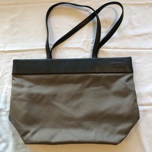 TUMI Tan Canvas Leather Q Tote Purse Handbag